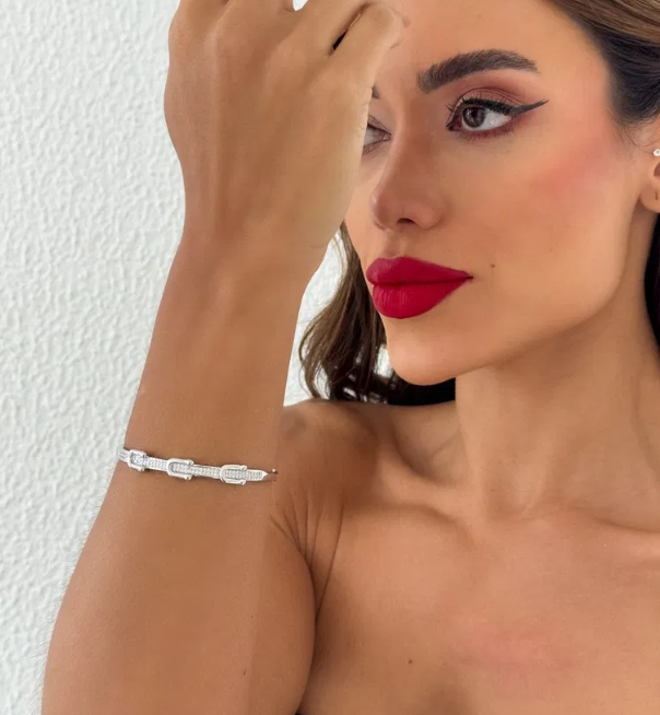 Bracelete Folheado a Ouro Insp. Grandes Marcas Tiffany Cravejado