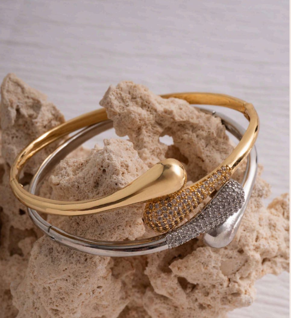 BRACELETE GOTAS MICRO ZIRCÔNIA BANHADO OURO RODIO