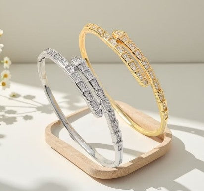 Kit Bracelete e Anel Serpente Banhado a Ouro e Prata