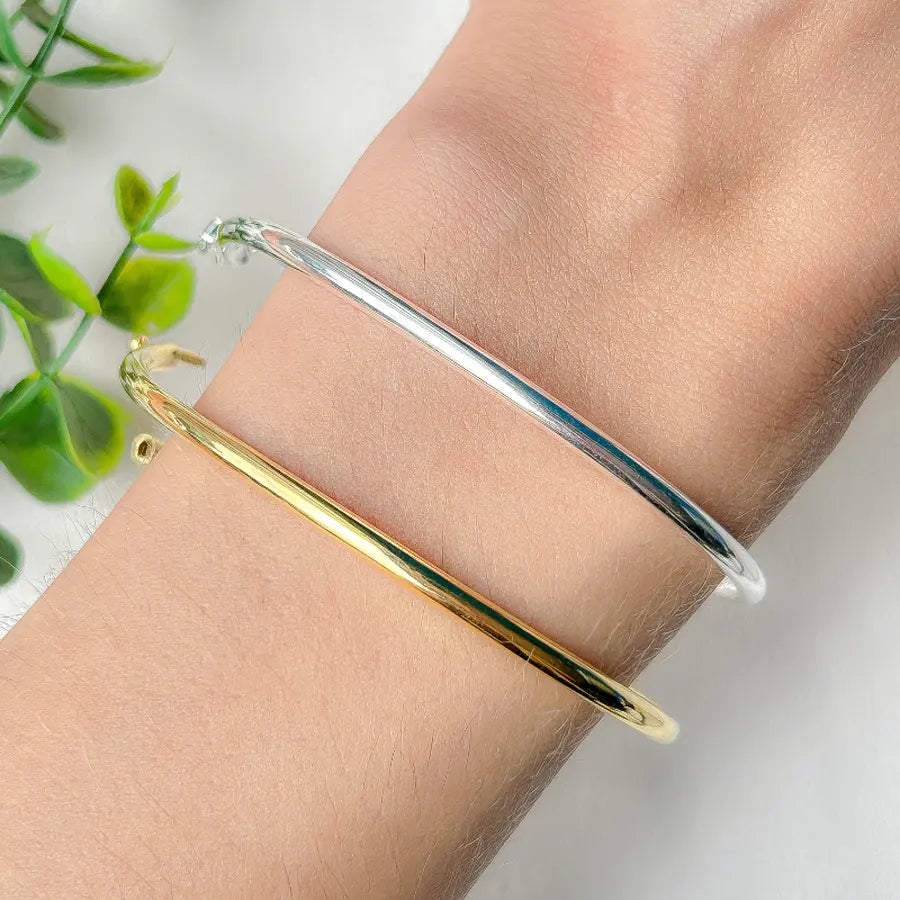 Bracelete Fio Redondo Grosso Banhado a Ouro e Prata