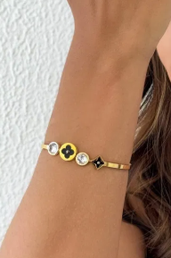 Bracelete Folheado a Ouro 18k e Prata Inspiração Vg. e Pontos de Luz