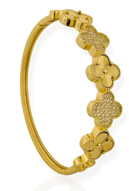 Bracelete Folheado a Ouro 18k e Prata Inspiração Vg. Cravejado e Detalhado