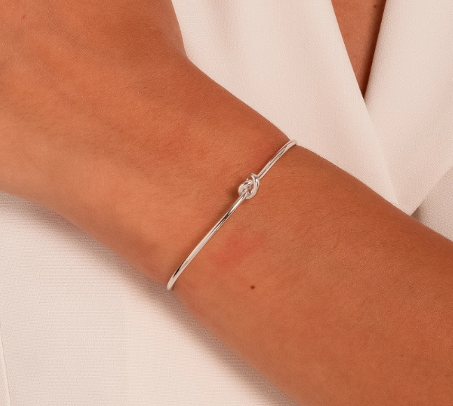 Bracelete Nó Banhado a Ouro a Banhado Ródio  Branco