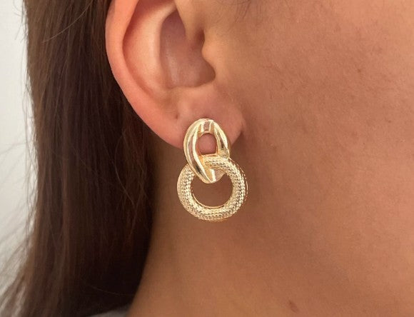 Brinco dois elos banhado a ouro18k