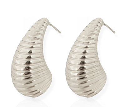 Brinco Folheado a Prata Gota Texturizada