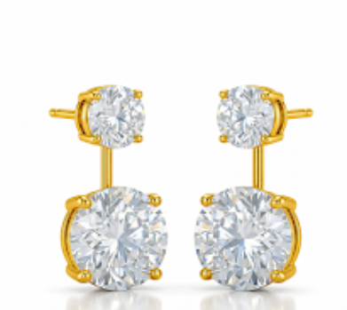 BRINCO EAR JACKET PONTO DE LUZ DUPLO CRISTAL OURO