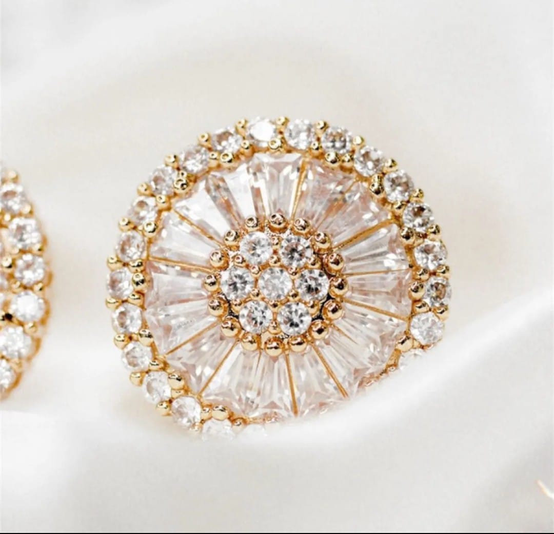 Brinco Pizza Zircônia Cravejado Banhado a Ouro 18k