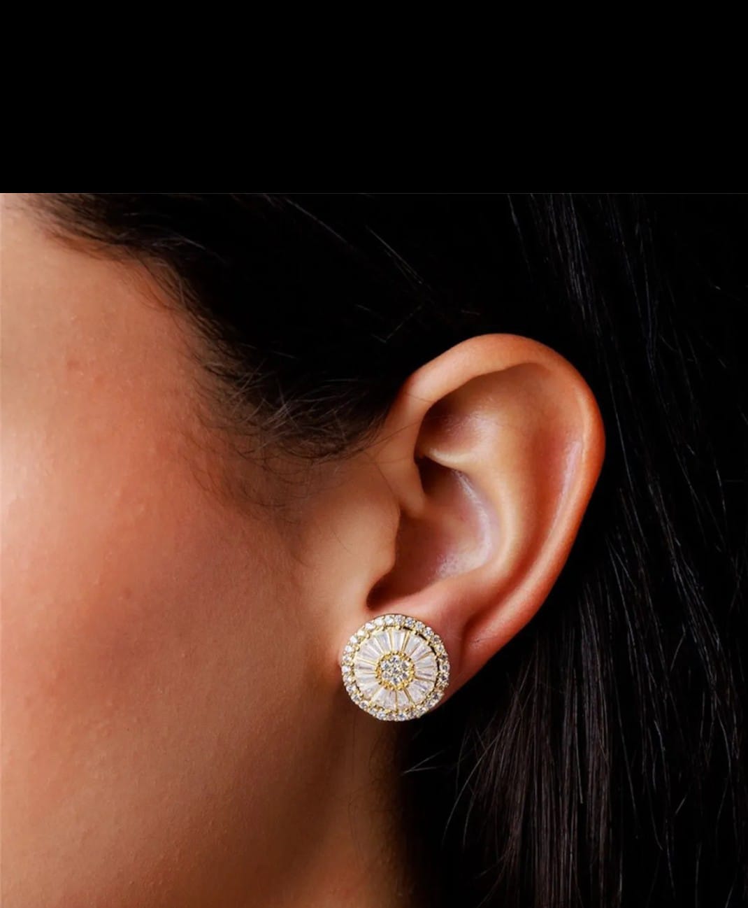 Brinco Pizza Zircônia Cravejado Banhado a Ouro 18k