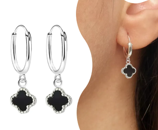 Brinco Argola Virginia Van Pingente Trevo Prata 925