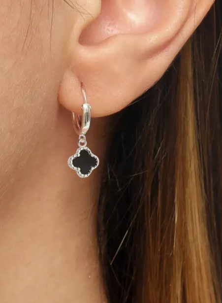 Brinco Argola Virginia Van Pingente Trevo Prata 925