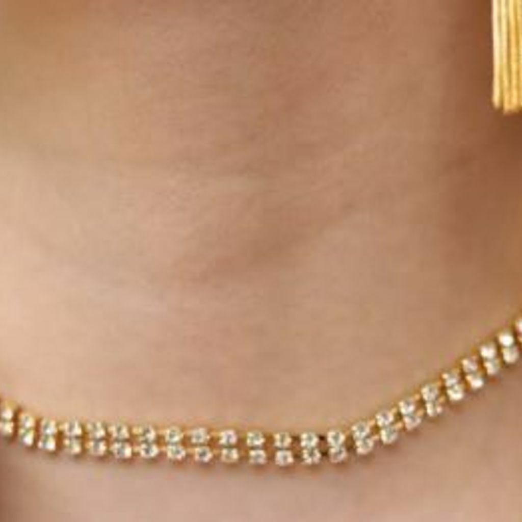Chocker dois Fios Riviera Zircônia Banhado a Ouro