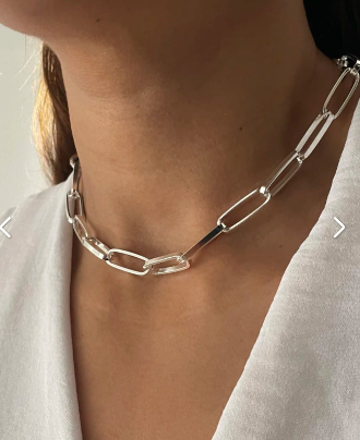 Choker Elos Banhado a Pirata G e Colar Fé Banhado a Prata