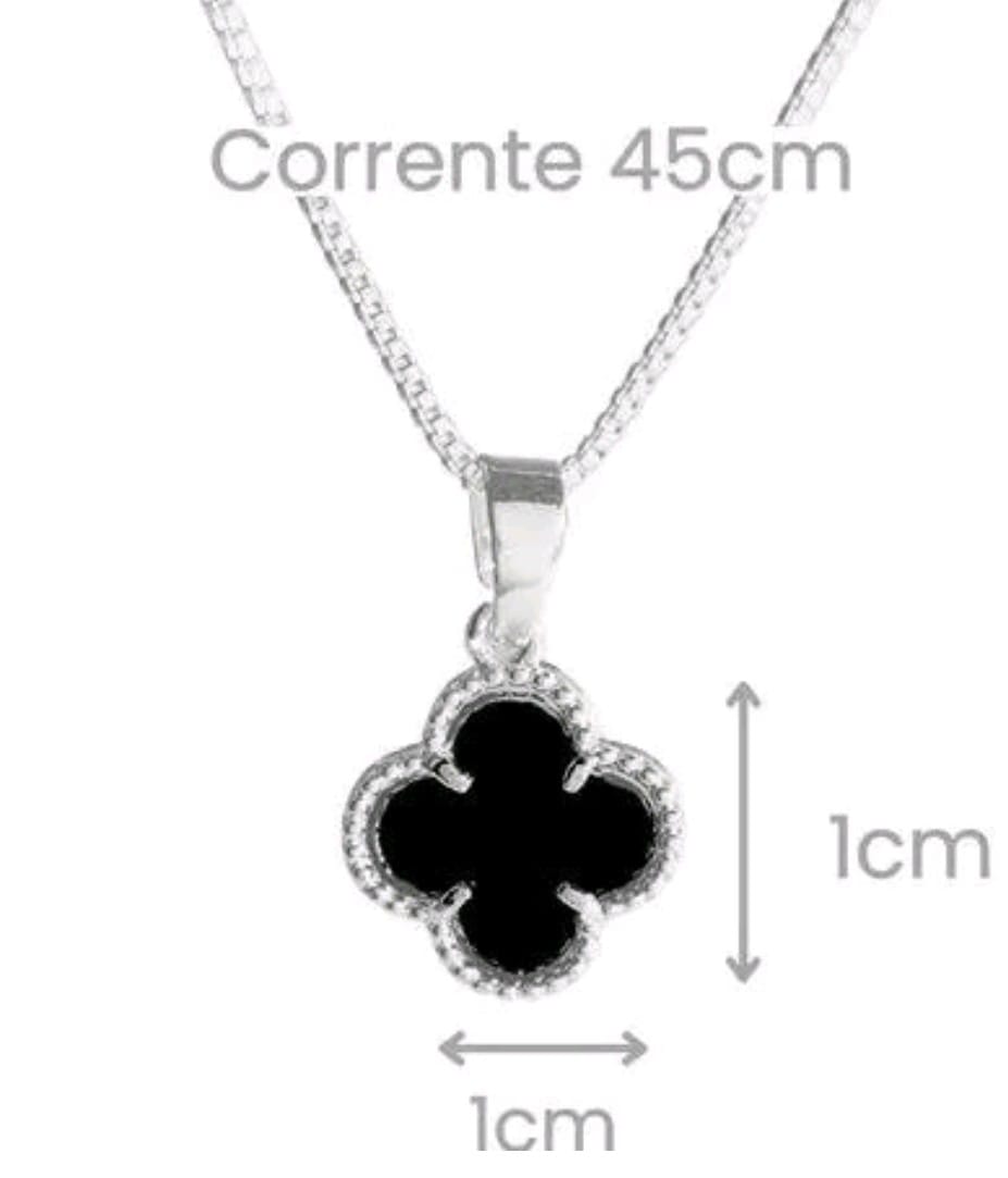 Colar 1 Trevo Preto Prata 925 Insp. Virginia