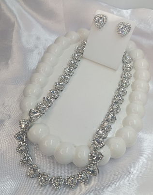 Colar Choker de Corações Folh. A Prata