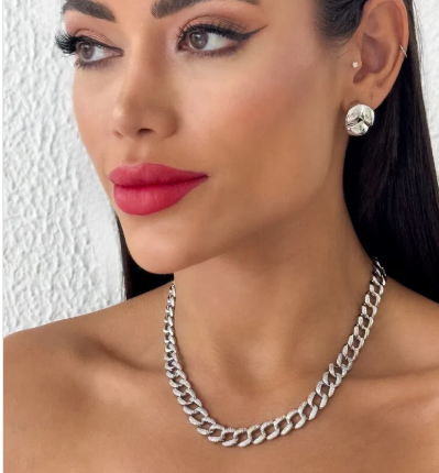 Colar Folheado a Ouro 18k Prata 925 Elos Cravejados