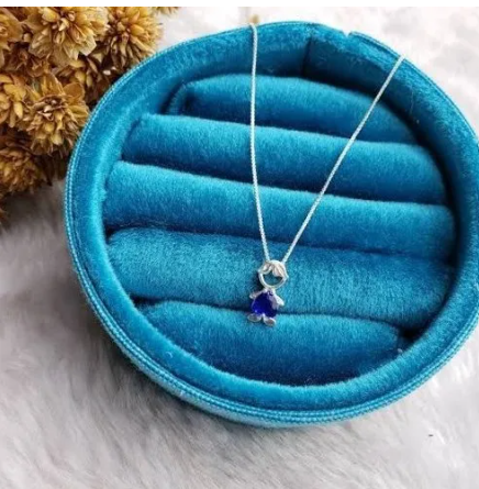Colar Menino Pedra na Barriga Azul prata 925