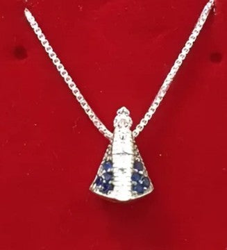 Colar Nossa Senhora Mini com Zircônia prata 925