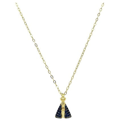 Colar Nossa Senhora Manto Azul Cravejado Banhado a Ouro