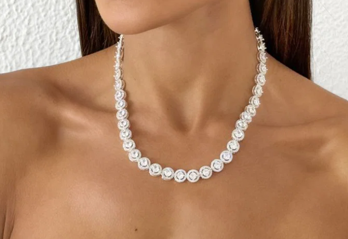 Colar Folheado a Prata 925 Riviera Ponto de Luz em Zircônias