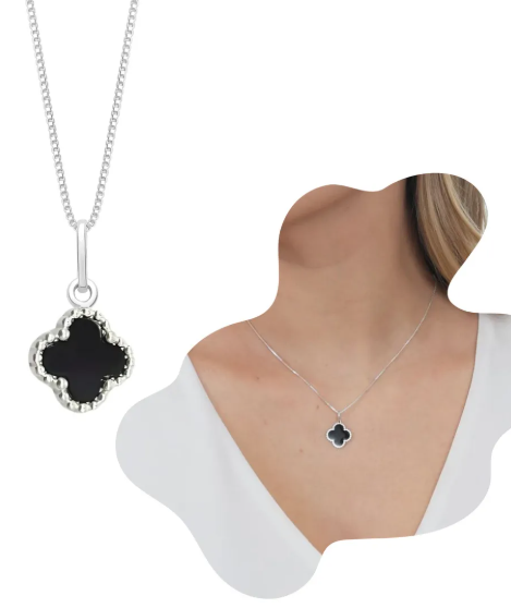 Corrente de prata 925 com pingente 1 trevo v12 10mm