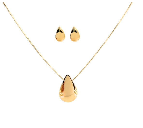 Conjunto Chapa Gota 13x20 mm Folh. A Ouro Tam. 45cm