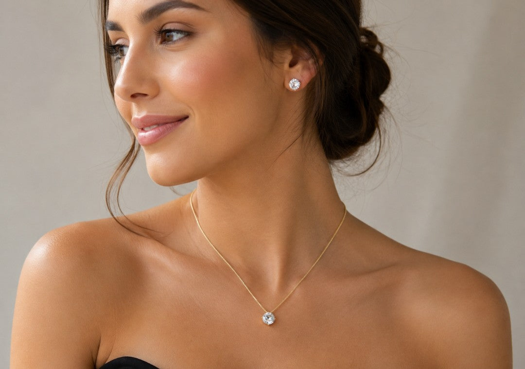 Conjunto Ponto de Luz Redondo Banhado a Ouro 18k