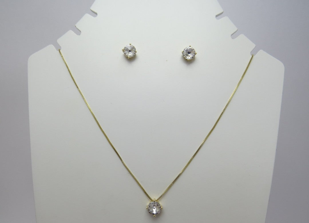 Conjunto Ponto de Luz Redondo Banhado a Ouro 18k