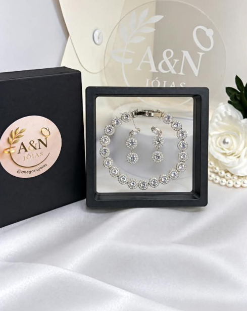 Conjunto Pulseira e Brinco Riviera Redondo