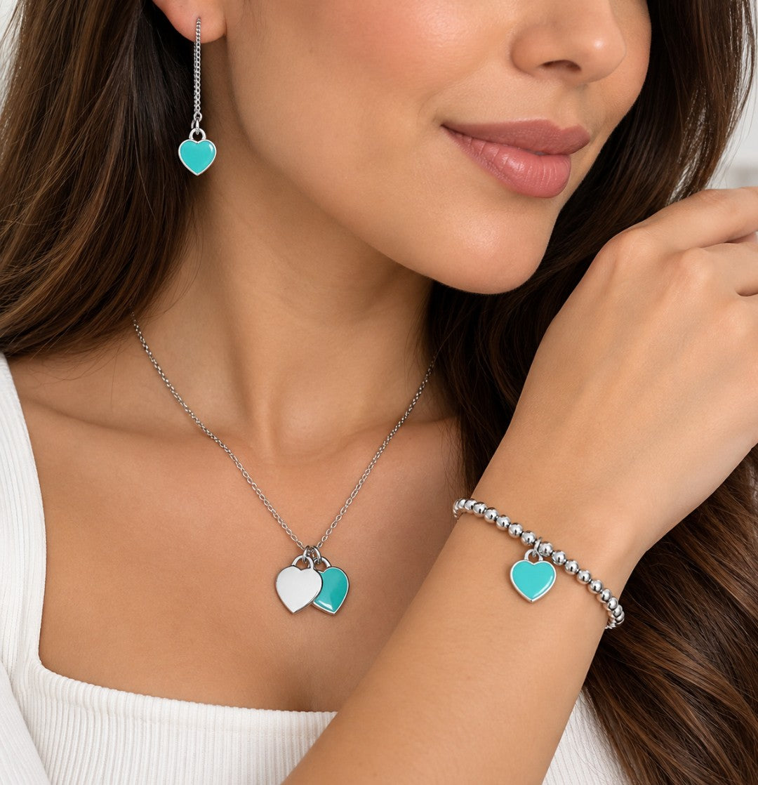 Brinco Corações Tiffany prata 925