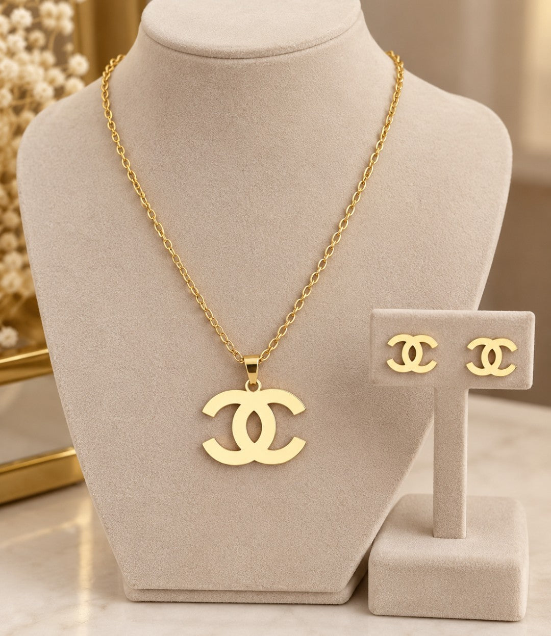 Conjunto inspiração CC aço inox dourado