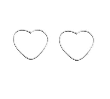 Brinco de prata 925 coração liso vazado