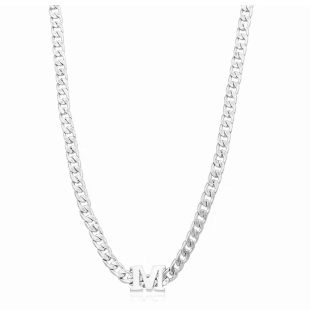 Choker Corrente Elos com Letra Inicial Banhado a Prata 925 ou a Ouro
