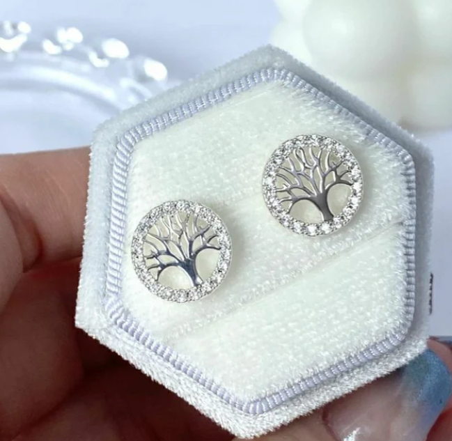 Conjunto Arvore da Vida Cravejado com Corrente Prata Pura P