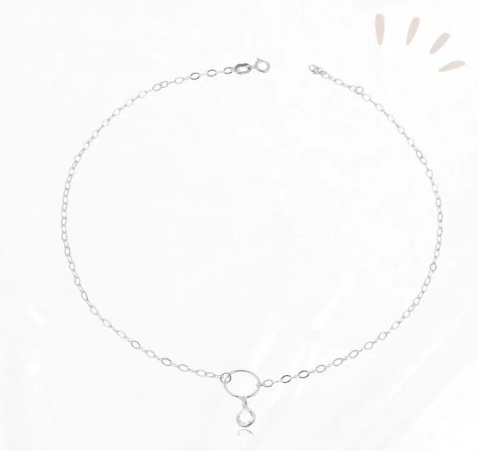 Gargantilha com Argolinha Ponto de Luz prata 925
