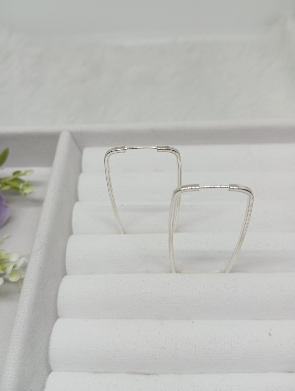 Argola de prata 925 retangular fio quadrado, Tamanhos 2,5cm, 4cm