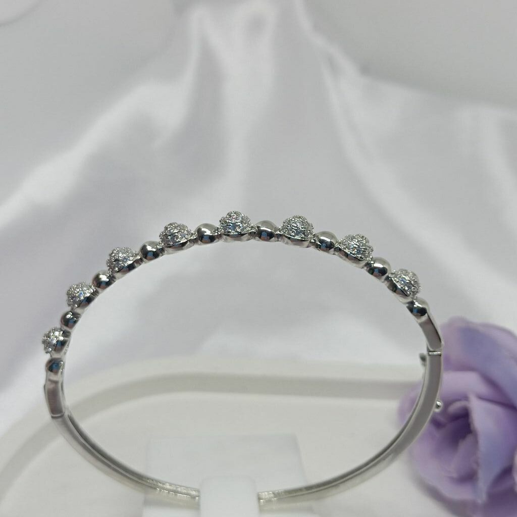 Bracelete Aro com Zircônia Folh. Ródio