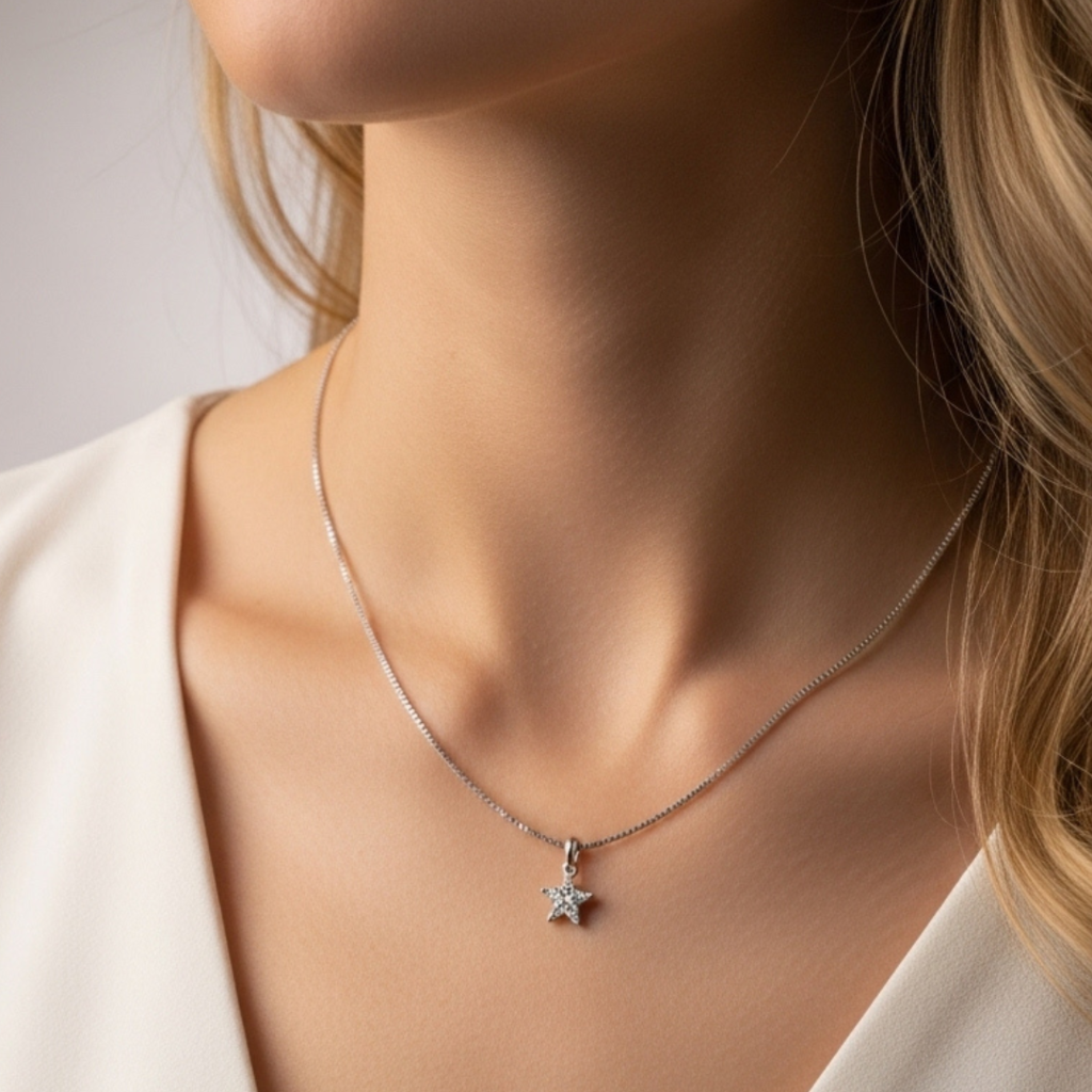 Corrente Veneziana prata 925 Ponto de Luz Estrela