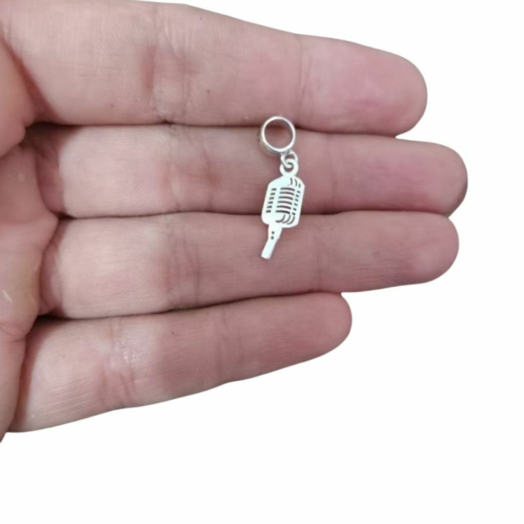 Berloque Microfone prata 925