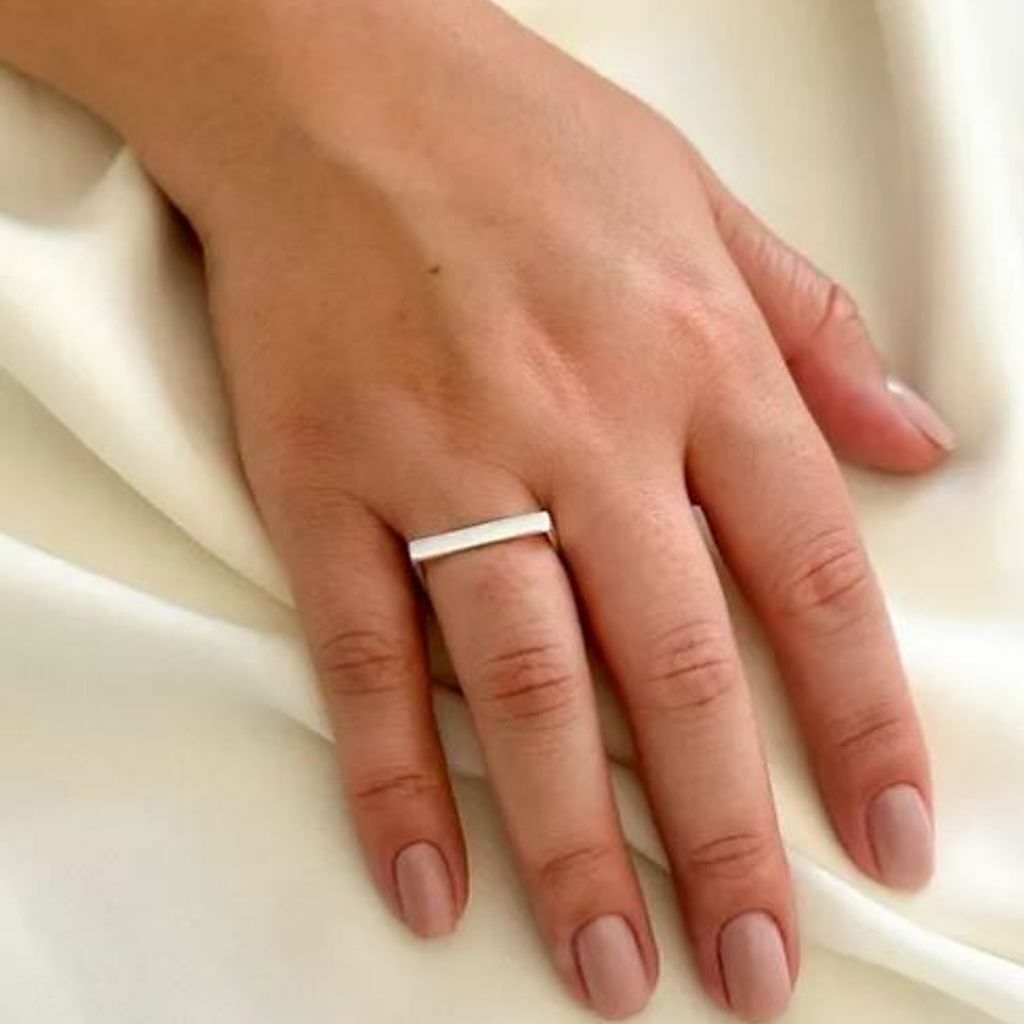 Anel prata 925 Quadrado Liso Largo