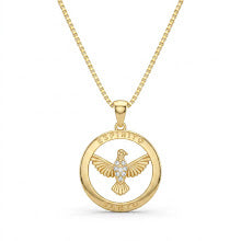 COLAR MEDALHA ESPIRITO SANTO MICRO CRAVAÇÃO OURO