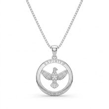COLAR MEDALHA ESPIRITO SANTO MICRO CRAVAÇÃO RÓDIO