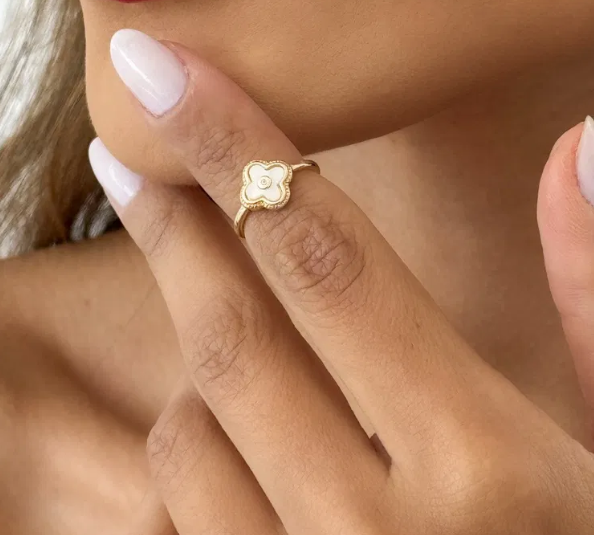 Anel Falange Folheado a Ouro 18k Inspiração Vg. Resinado