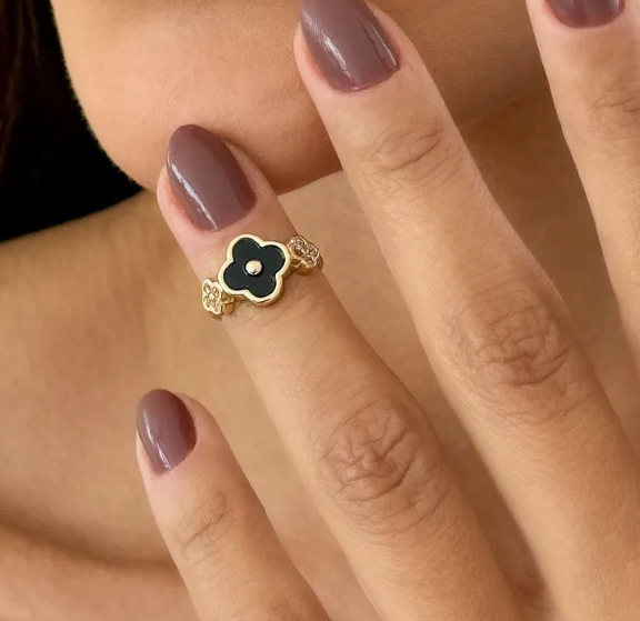 Anel Falange Folheado a Ouro 18k e Prata Inspiração Vg Resinado