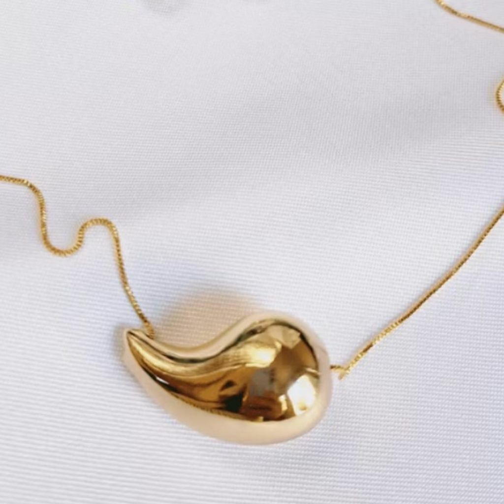 Gargantilha Gota Deitada Semi Jóia Ouro