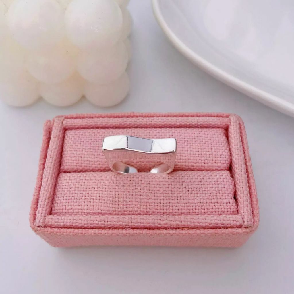 Anel Ajustável Semi Jóia Prata Onda