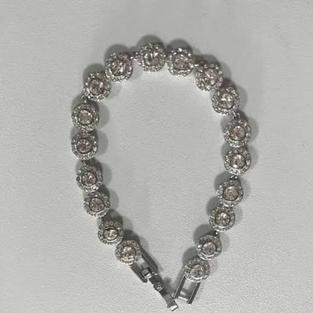 Pulseira Pedras Zircônias Semi Jóia Banhado a Ródio BR