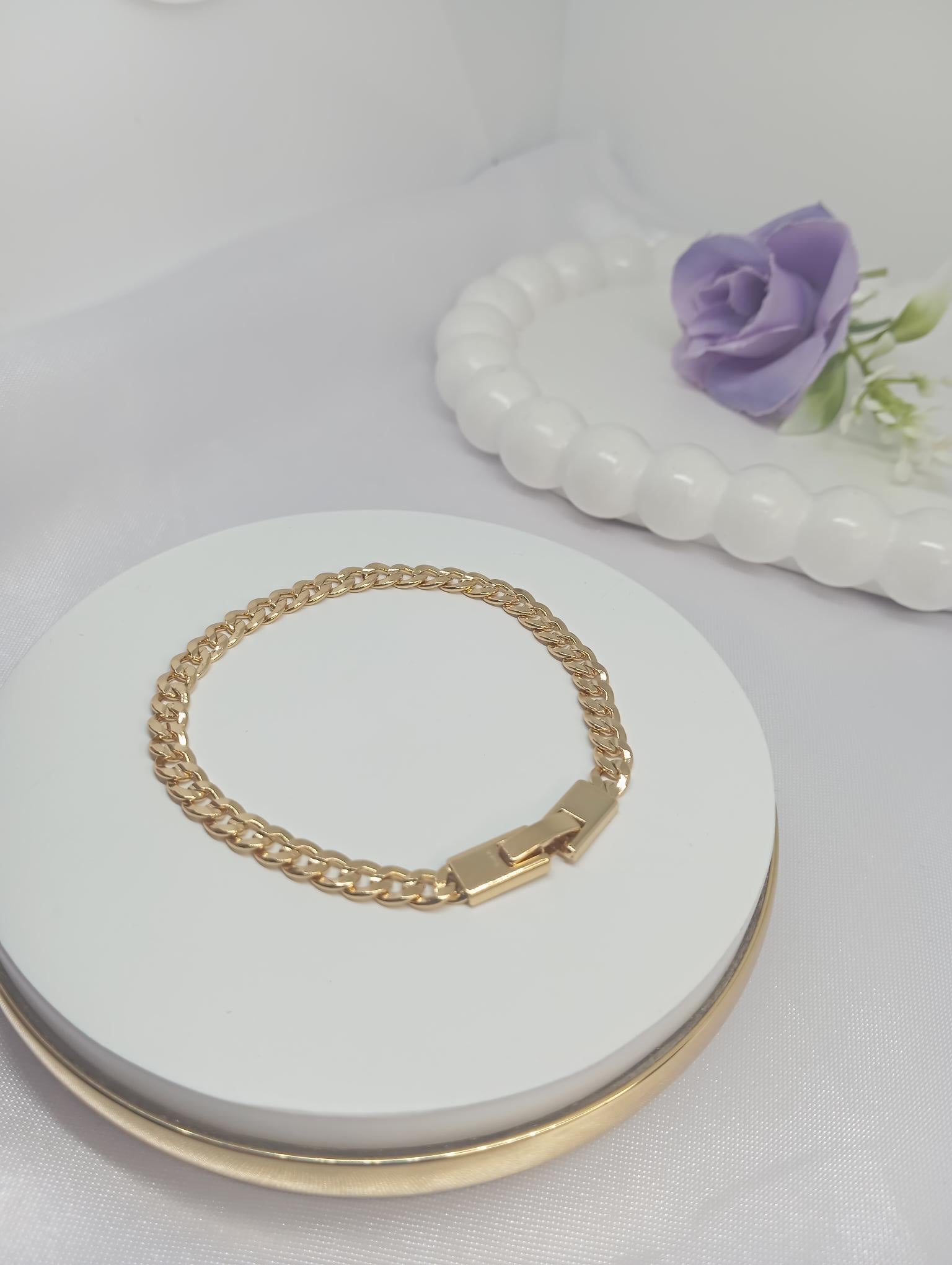 Pulseira Elos Lisos Grumet Banhado a Ouro