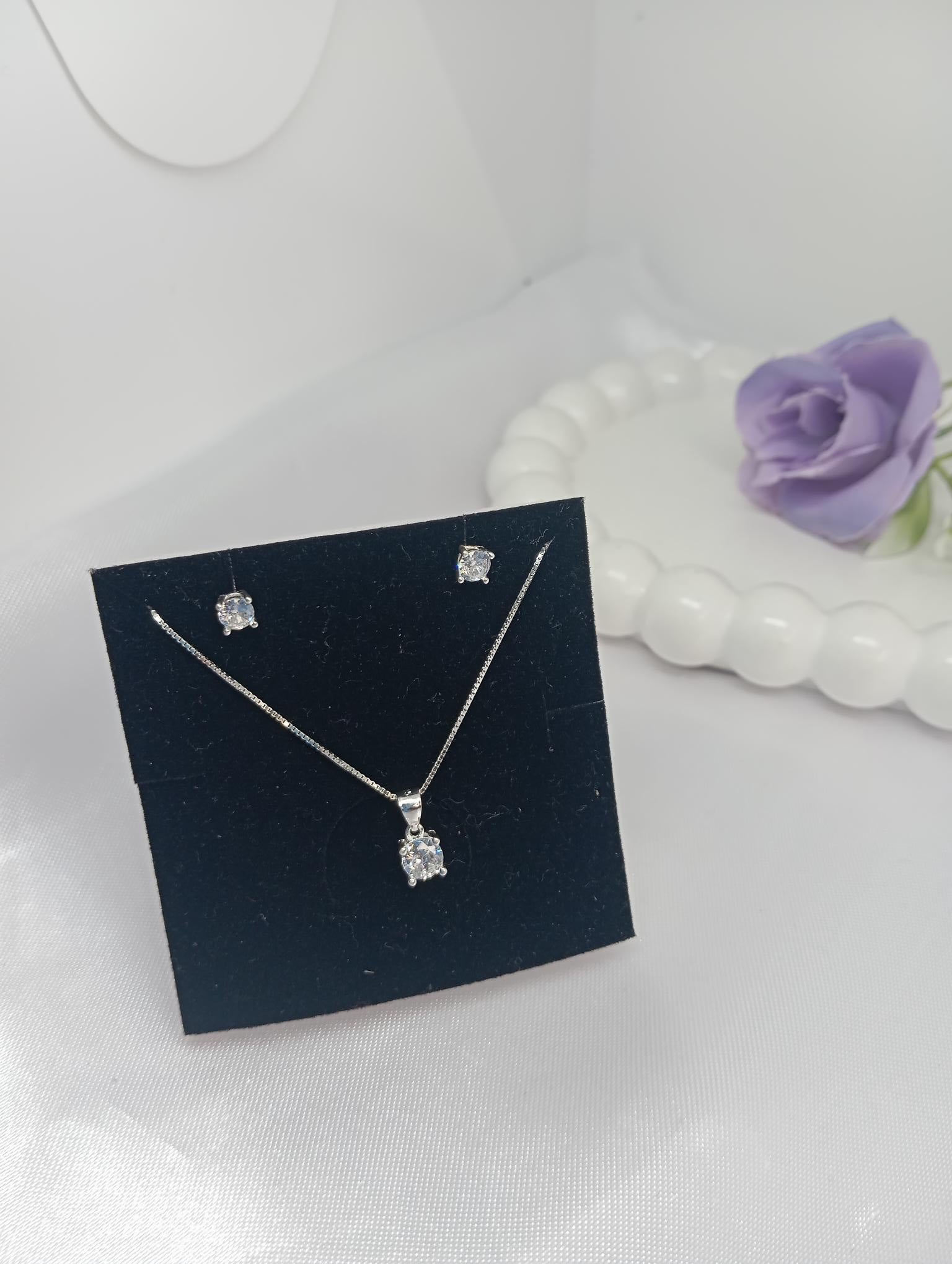 Conjunto Ponto de Luz Prata 925
