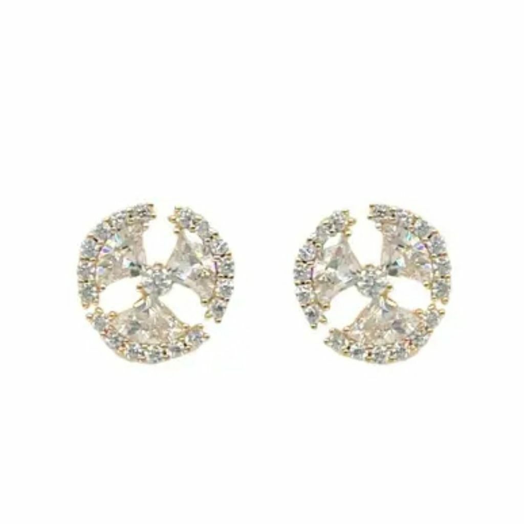 Brinco Redondo com Zircônia 13mm Folh. A Ouro