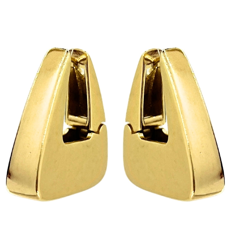 Brinco Retangular Largo Liso Folh. A Ouro